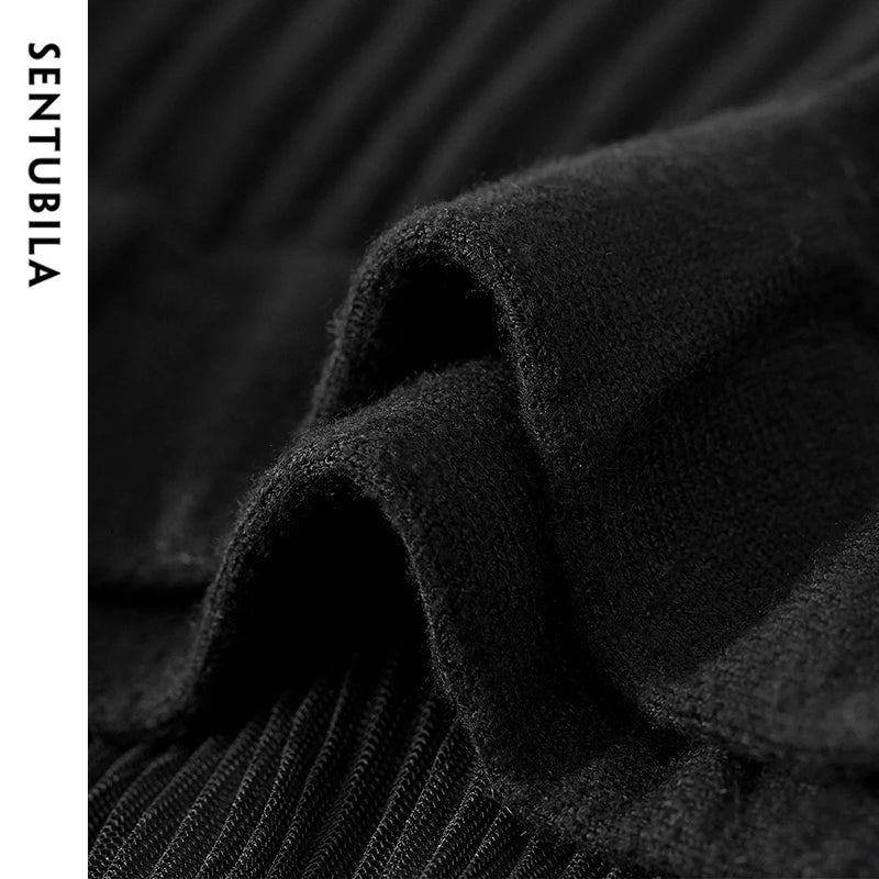 Damen A-Linien-Rock mit Plissee-Details im eleganten Patchwork-Mesh-Design