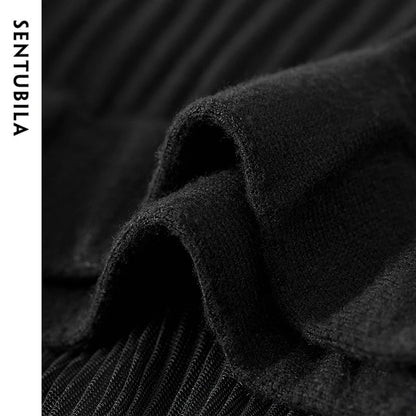 Damen A-Linien-Rock mit Plissee-Details im eleganten Patchwork-Mesh-Design