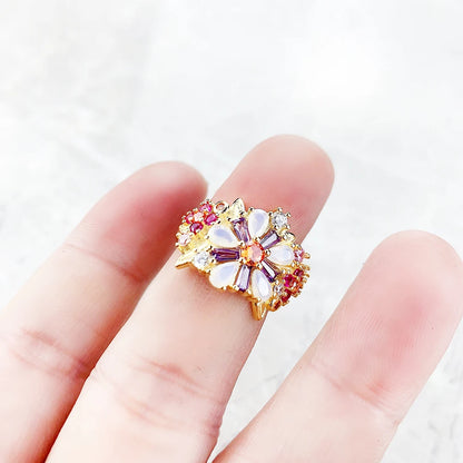 Damen-Ring bunte Blumen Böhmen aus Sterlingsilber