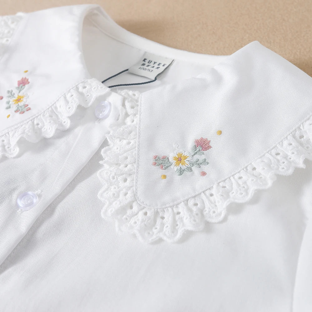 Entzückende weiße bestickte Bluse für Mädchen, speziell für Mädchen im Alter von 5 bis 12 Jahren