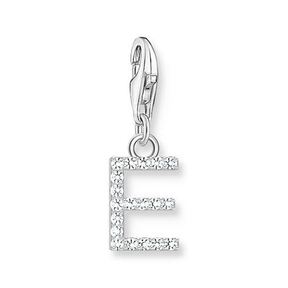 Damen-Charm-Anhänger Buchstaben weißer Stein klassisch aus Sterlingsilber