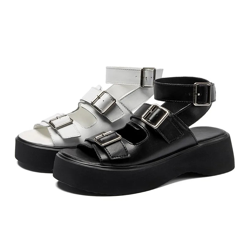 Aiyuqi Sandalen Frauen echtes Leder 2024 neue Sommer offene Frauen Strands andalen Keil Mode Damen Sandalen