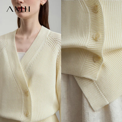 Damen-Strickjacke V-Ausschnitt Raglan asymmetrisch französisch locker Herbst