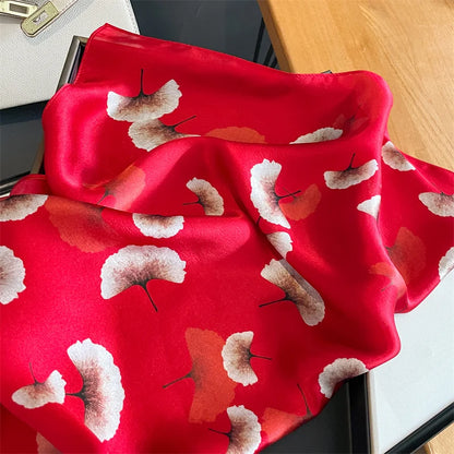 Damen Seidensatin Schal Tasche Kopf Bandana Halstuch bedruckt E