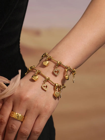 Damen-Charm-Armband mit Herz-Zirkonia