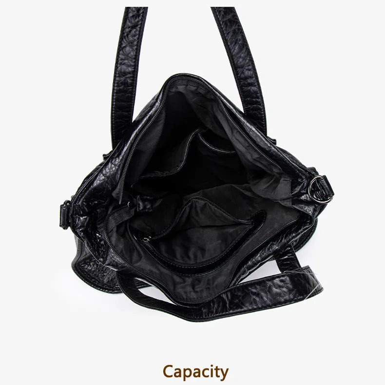 Damen-Handtasche aus weichem Leder mit Mehrfachfächern Große Umhängetasche mit Top-Griff