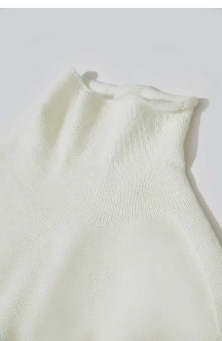 Damen-Rollkragenpullover 100 % Wolle locker Herbst-Winter