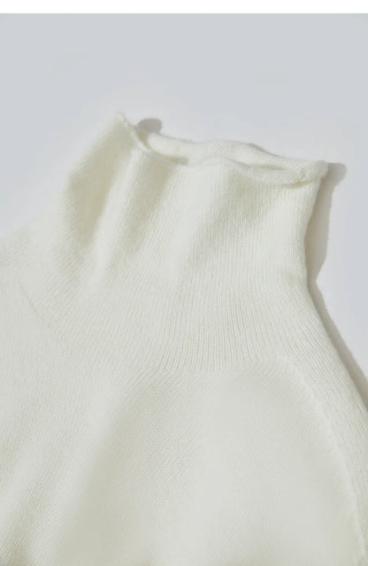 Damen-Rollkragenpullover 100 % Wolle locker Herbst-Winter