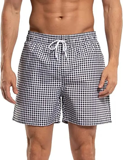Herren-Badeshorts mit Farbverlauf, schnelltrocknend, mit Reißverschlusstaschen und Mesh-Futter – modische Schwimmshorts für den Strand