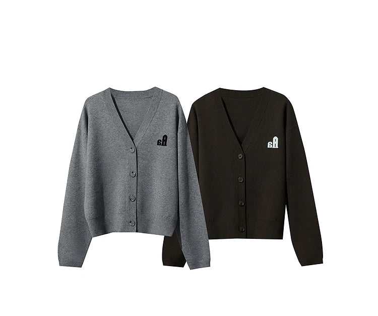 Damen-Strickjacke V-Ausschnitt Raglan einreihig locker vielseitig Herbst
