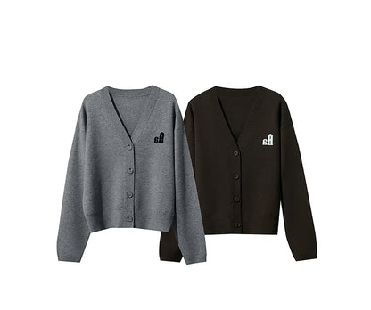 Damen-Strickjacke V-Ausschnitt Raglan einreihig locker vielseitig Herbst