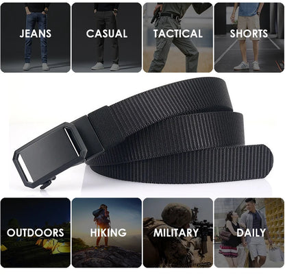 Herren-Gürtel aus Nylon mit Automatik-Schnalle, Robuster Alltags- und Outdoor-Begleiter, 3,4 cm Breit