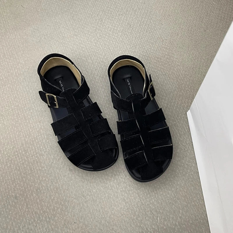 AIYUQI Damensandalen 2025, neue gewebte hohle römische Sandalen für Frauen, Sommer, große Schweinekäfig-weibliche Schuhe
