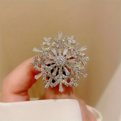 Brosche Schneeflocke Weihnachten Kristall Strass Schalschnalle Unisex