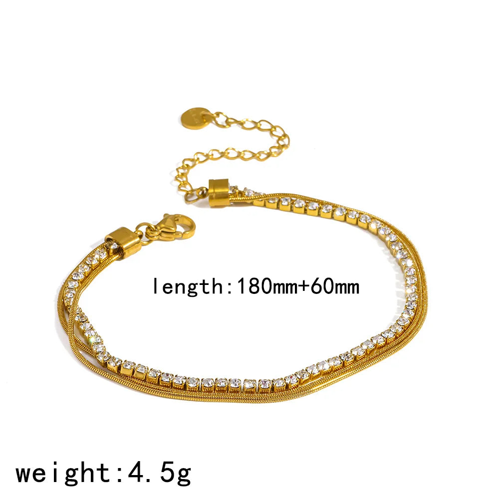Damen-Kettenarmband Multi-Style mit Zirkonia