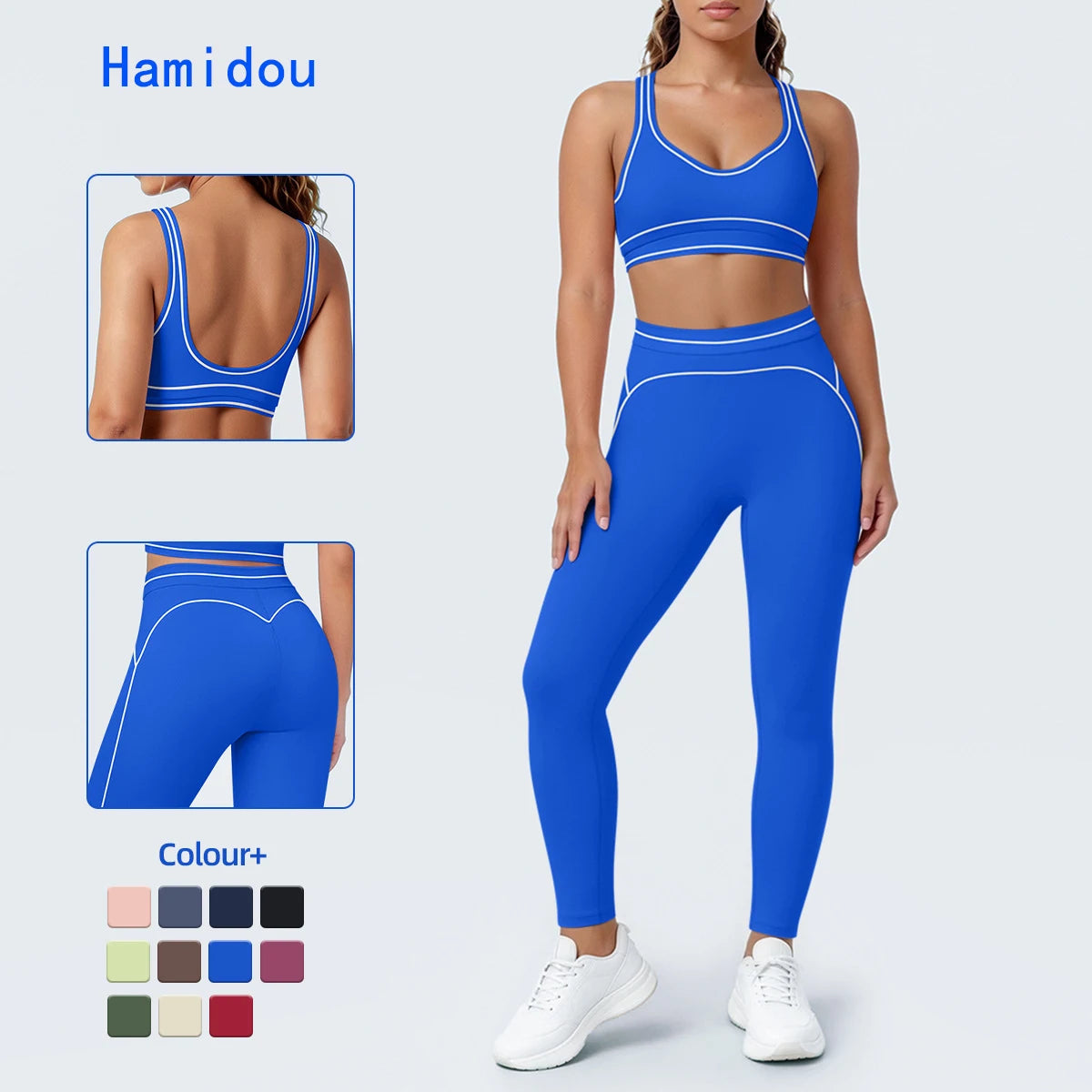 Damen Yoga Sportset Rückenfreier BH Schnell Trocknend Atmungsaktiv