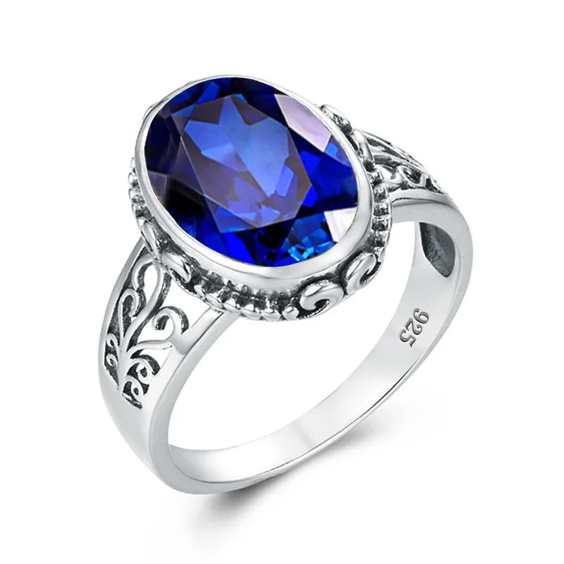Damen-Ring Mit Aquamarin Stein 10x14mm Aus 925er Sterlingsilber Hypoallergen Schmuck Geschenk