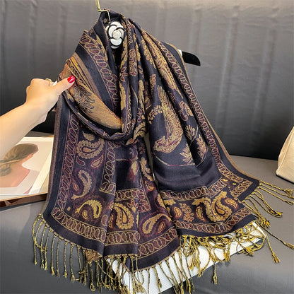 Damen Winterschal Kaschmir Pashmina Luxus Druck warm Stolen Foulard Baumwolle