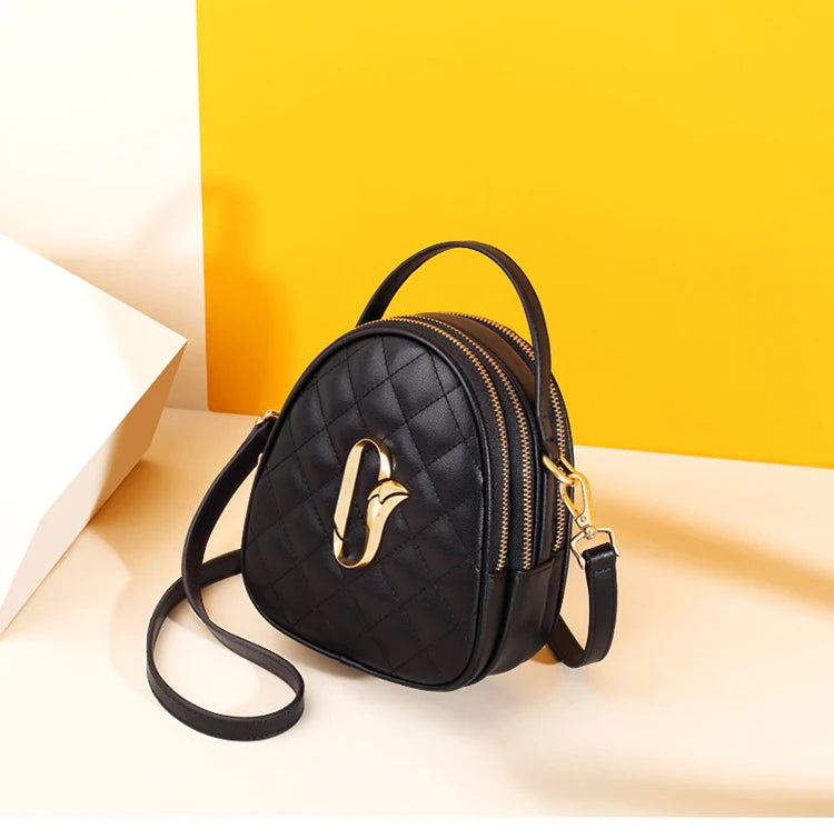 Damen Umhängetasche aus Leder kleine Mini Crossbody-Tasche