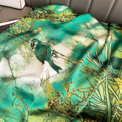 Damen Seidenschal groß 180x90cm Sommer Strand Foulard Bandana weich