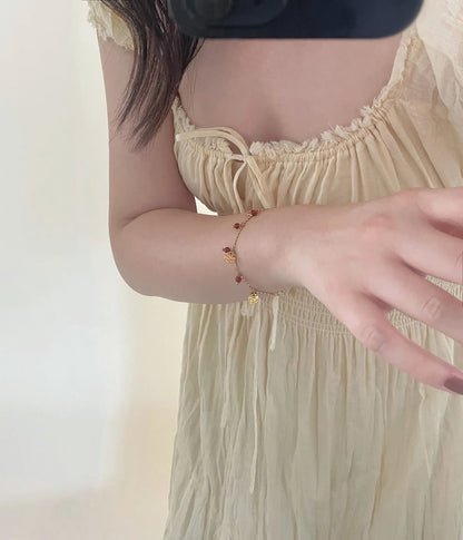 Damen-Armband mit rotem Stein aus Edelstahl
