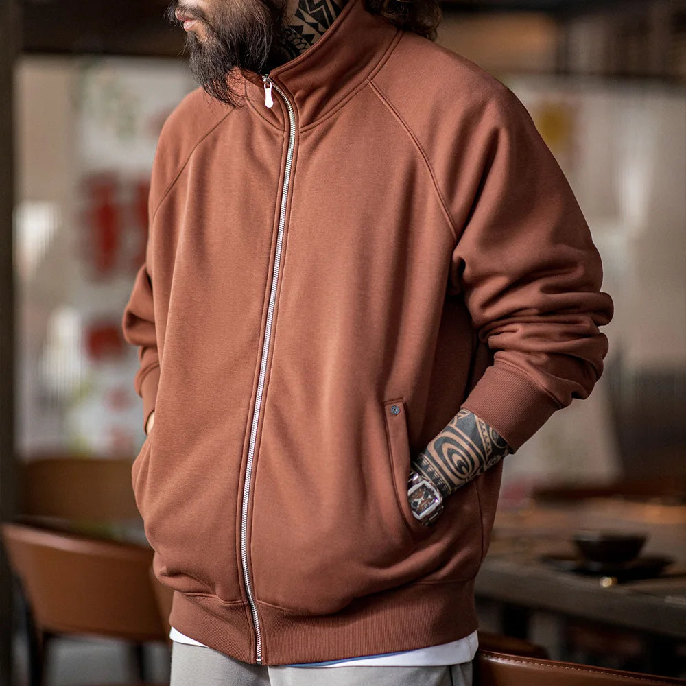 Herren Strickjacke Polarfleece Stehkragen Sport Reißverschlussjacke warmer Mantel