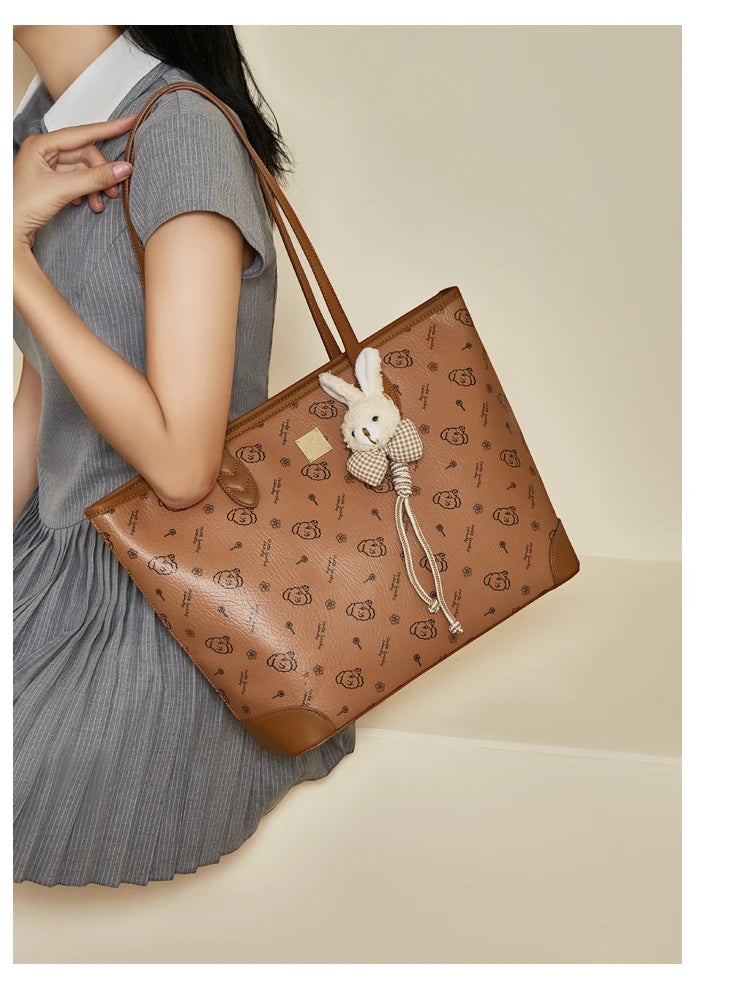 Damen Schultertasche Aus PU-Leder Mit Großer Kapazität Und Alltagslook