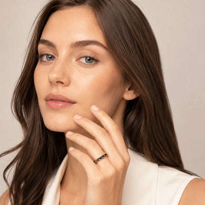Damen-Ring schwarzes asiatisches Ornament ethnisch Sommer aus Sterlingsilber