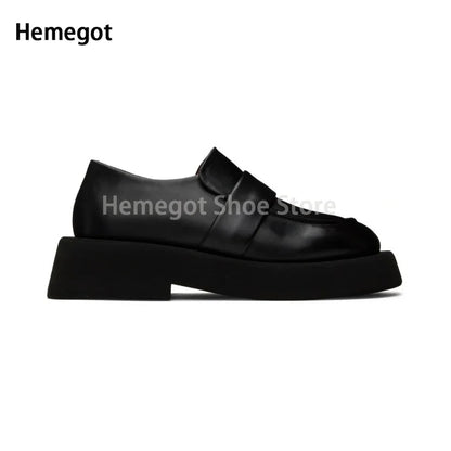Herren-Lederloafer im Slip-On-Stil, dicke Sohle, schwarz