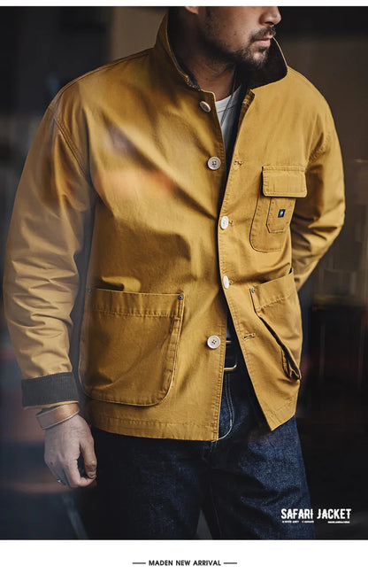 Herren Kurze Jacken Retro Jagd Revers Plus Size Outwear Frühling Herbst