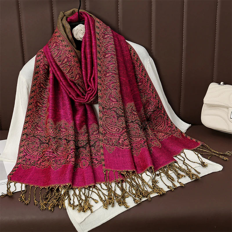 Damen Winterschal Kaschmir Pashmina Luxus Druck warm Stolen Foulard Baumwolle