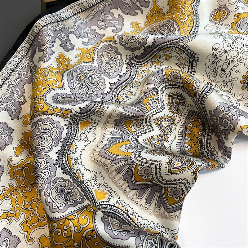Damen Seidenschal quadratisch 70cm Halstuch Bandana Hijab Pashmina I