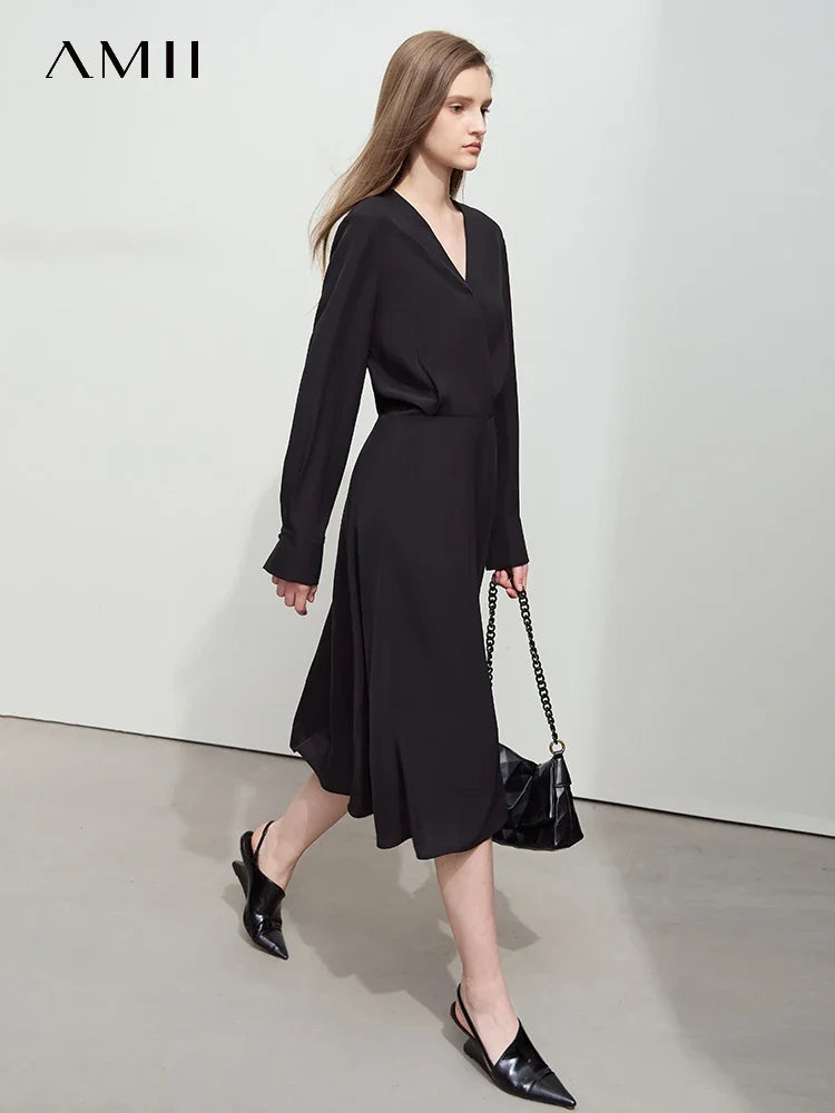 Elegantes Damenkleid Mit V-Ausschnitt Und Stretch Für Bürodamen
