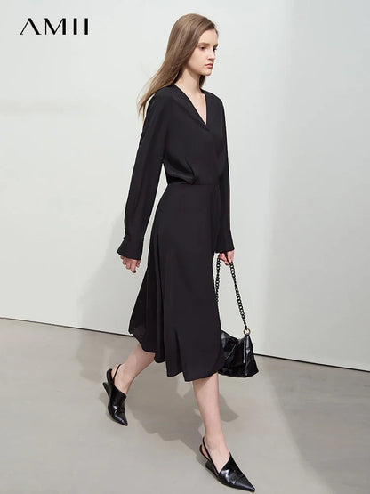 Elegantes Damenkleid Mit V-Ausschnitt Und Stretch Für Bürodamen