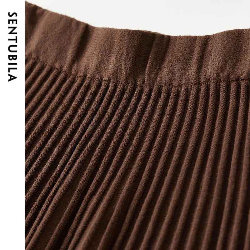 Frauen Midi Rock im eleganten A-Linien-Stil mit Falten für den Winter