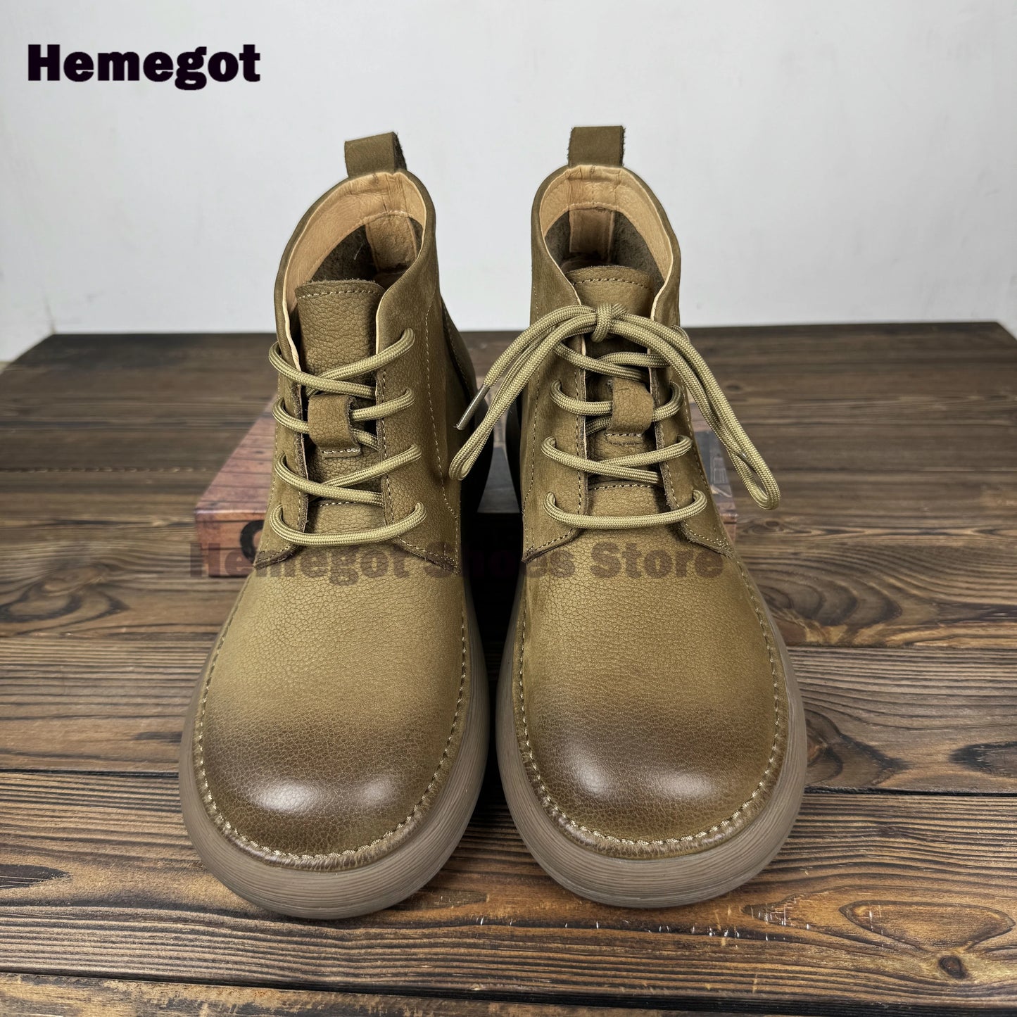 Vintage Lace-Up Shoes Men's Leather Casual Shoes British Style Breathable Cowhide Soft Sole Soft Shoes High-Top Men's Shoes