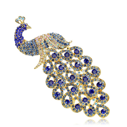Brosche Pfau Kristall Emaille Tier Anstecknadel Damen