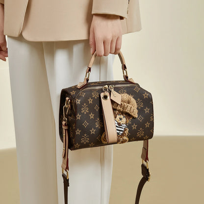Damen Handtasche aus PU-Leder im Boston-Stil mit verstellbarem Tragegurt