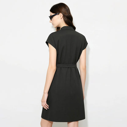 Elegantes Damenkleid Mit Kragen Und Gürtel Für Büro Und Freizeit