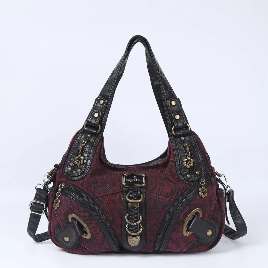 Damen-Schultertasche Mit Leopardenprint Und Top-Handle Stil Im Vintage Look Große Kapazität