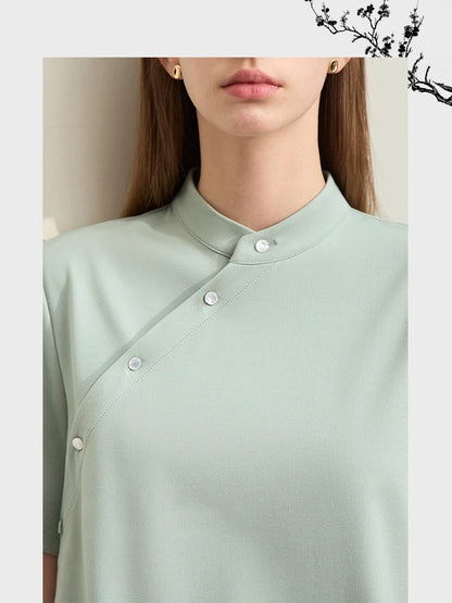 Elegantes Sommerkleid Mit Cheongsam Kragen Und Weitem Schnitt Für Damen