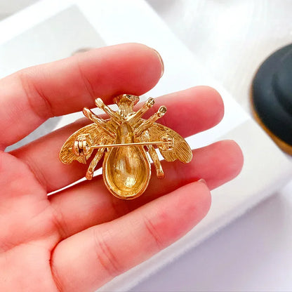 Brosche Biene Kristall Strass Groß Metall Vintage Luxus Anzug Damen