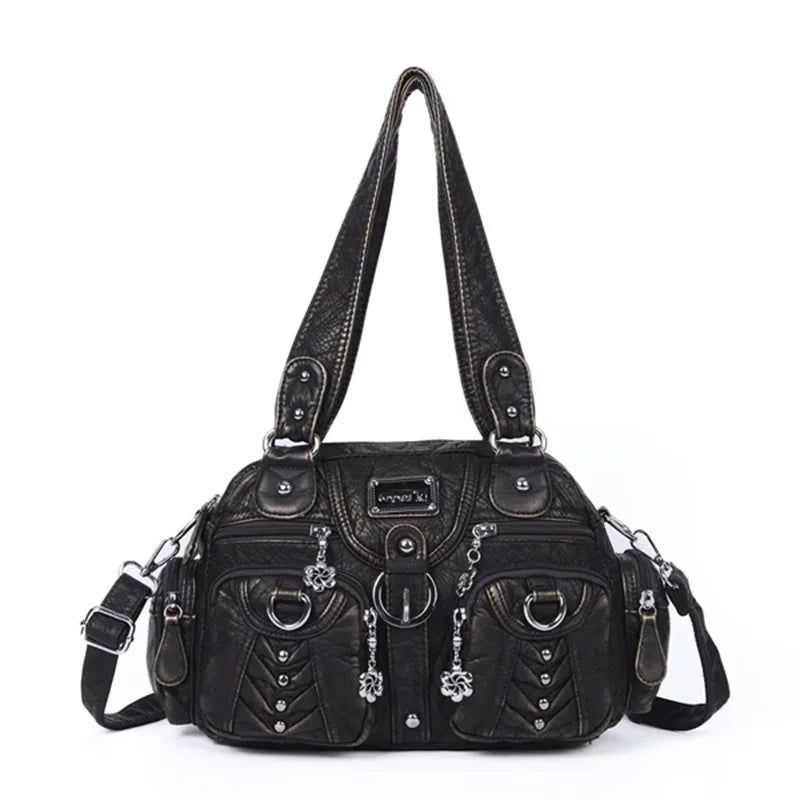 Damen-Satchel-Handtasche Aus PU-Leder Mit Top-Handle Und Mehrfachen Taschen Für Vielseitige Aufbewahrung