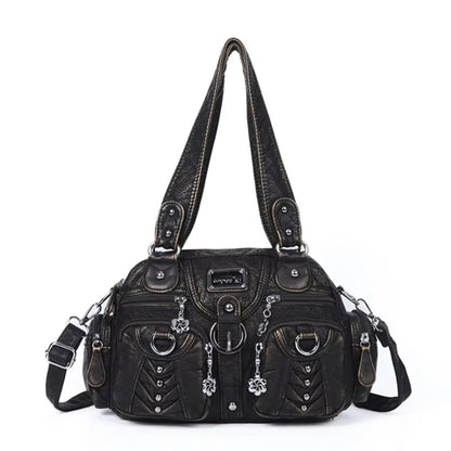Damen-Satchel-Handtasche Aus PU-Leder Mit Top-Handle Und Mehrfachen Taschen Für Vielseitige Aufbewahrung