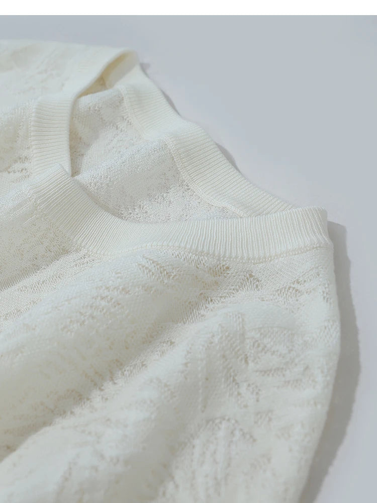 Damen-Rundhalspullover Jacquard Raglan locker lang Lyocell Frühling
