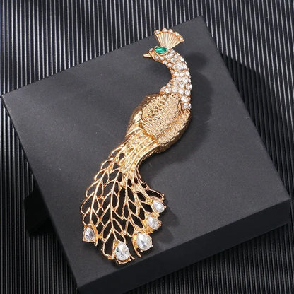 Brosche Pfau Kristall Emaille Tier Anstecknadel Damen