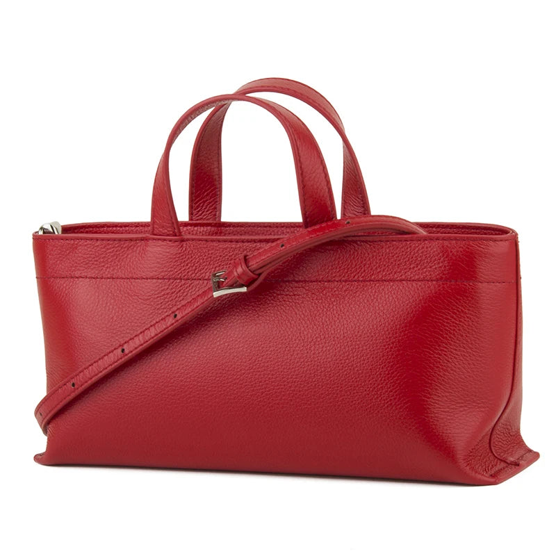 Damen-Handtasche Rot Aus Vollnarbigem Leder | Schultertasche Top-Handle