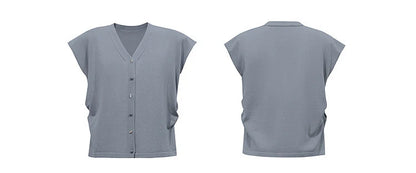 Damen V-Ausschnitt Cardigan Crop Kurzarm Viskose Sommer