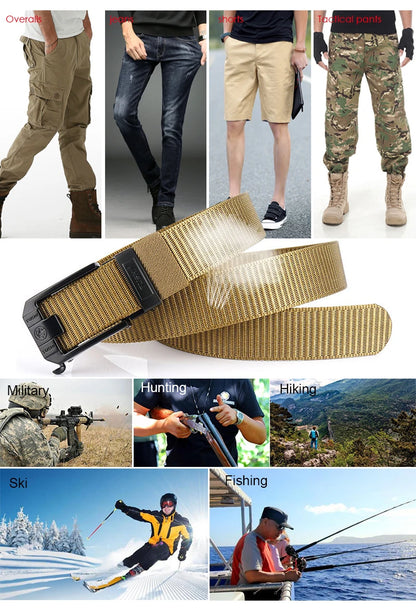 Herren-Gürtel mit automatischer Schnalle und rutschfestem Nylonband für Outdoor-Einsatz und Alltag