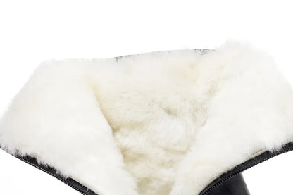 AIYUQI Winter Boots Women Wool Keep Warm 2025 New Genuine Leather Shoes Woman Boots Fashion Bow Female Fashion Boots Thick Heel